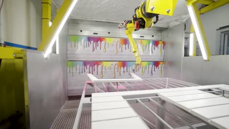 proceso automatizado de pintura por pulverización de componentes de muebles