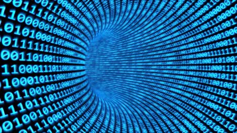 volar a través de un túnel de código binario en el ciberespacio datos de red encriptados - animación de fondo de movimiento de bucle sin fisuras de 4k