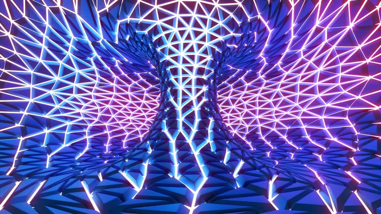 fondo geométrico abstracto en 3d con líneas de neón