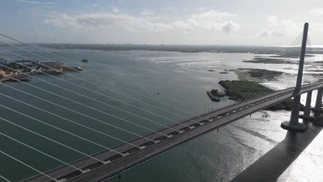 cebu cordova link expressway, panning reveal from cebu to mactan cebu city philippines