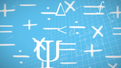 animation of mathematical equations on blue background