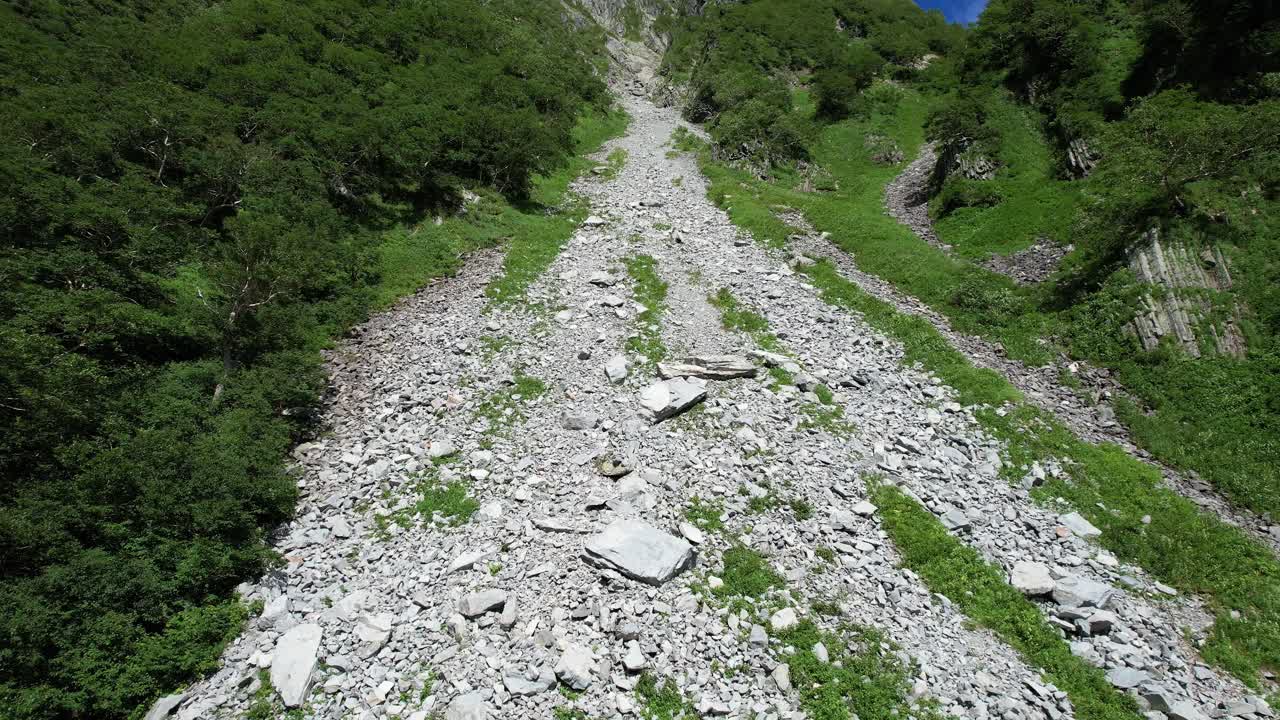 Hotaka Mountain Range From Kamikochi In Japan - Tilt Down Shot