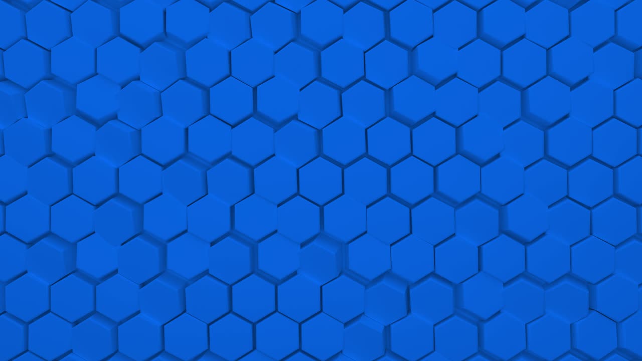 fondo hexagonal azul abstracto. un gran número de hexágonos verdes. textura de pared 3d, grupos de bloques hexagonales. panel celular. animación 3d de bucle sin costuras de 4k
