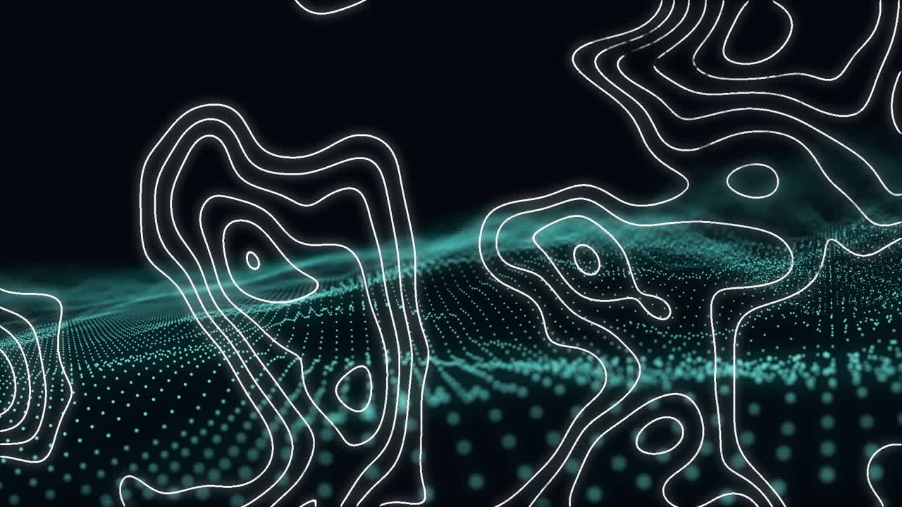 animación de una red de líneas blancas del mapa sobre una malla verde