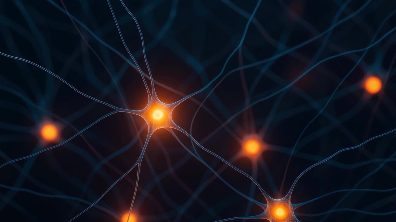 Abstract Animation of Glowing Neurons and Neural Network