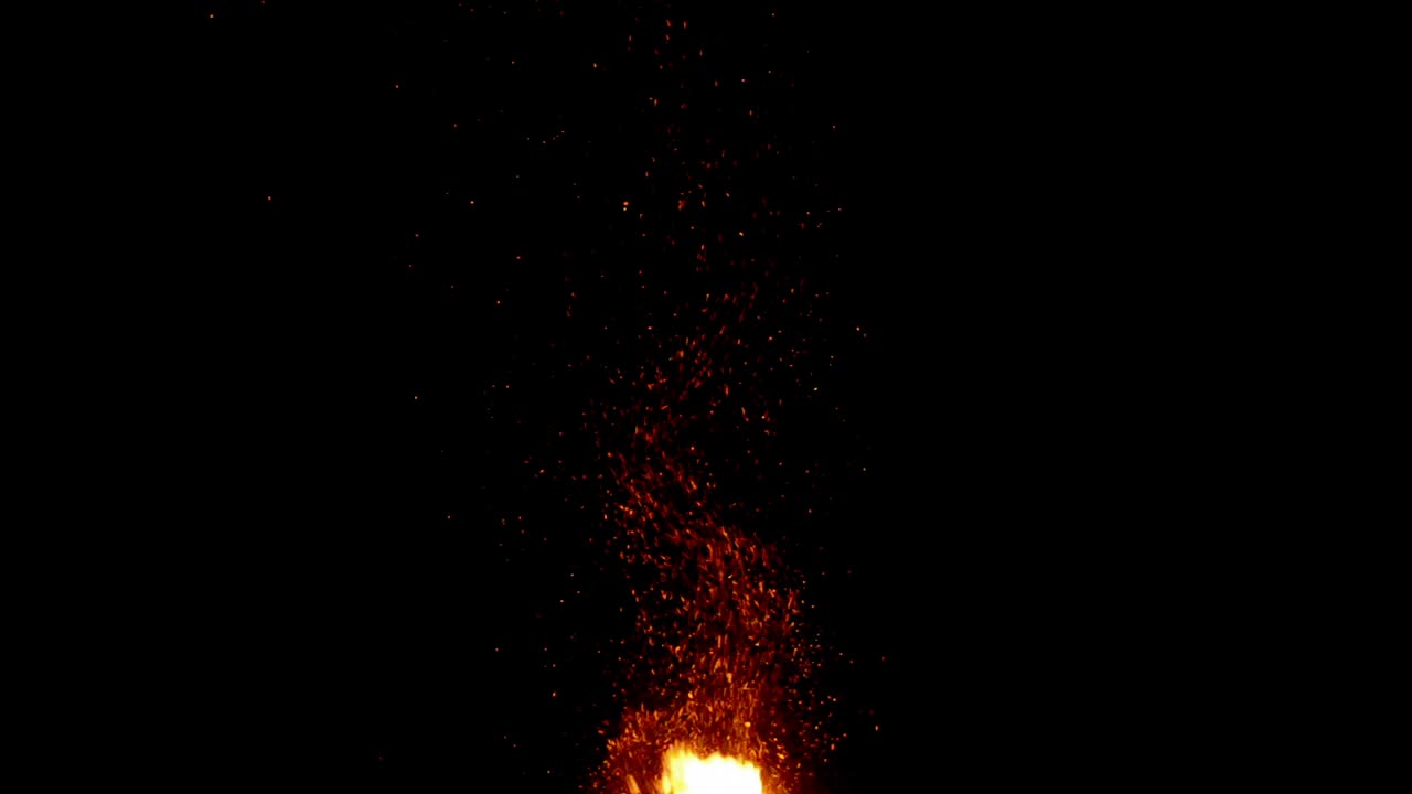 Sparks in the sky. Huge fire