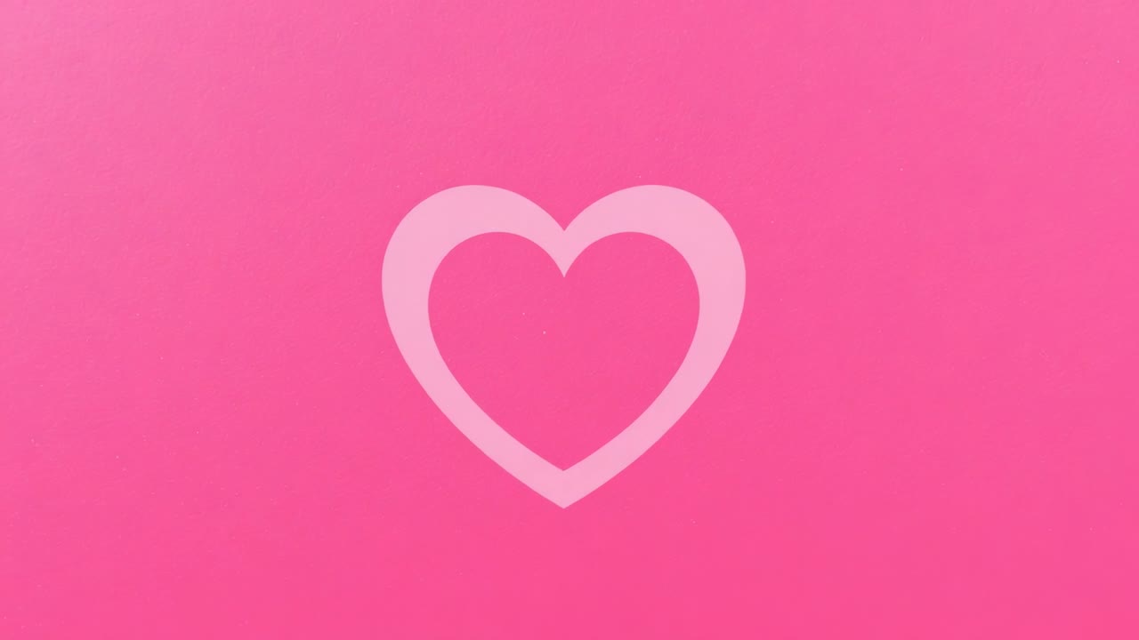 Animation starting centered pale-pink heart scaling up on pink gradient canvas, focusing attention