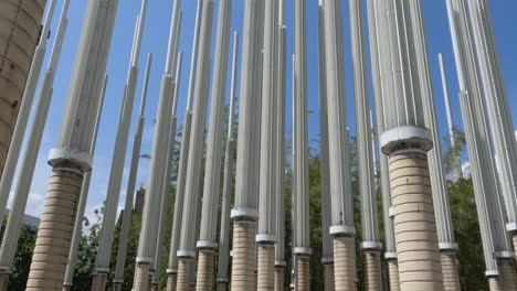 abstract light poles in a city park