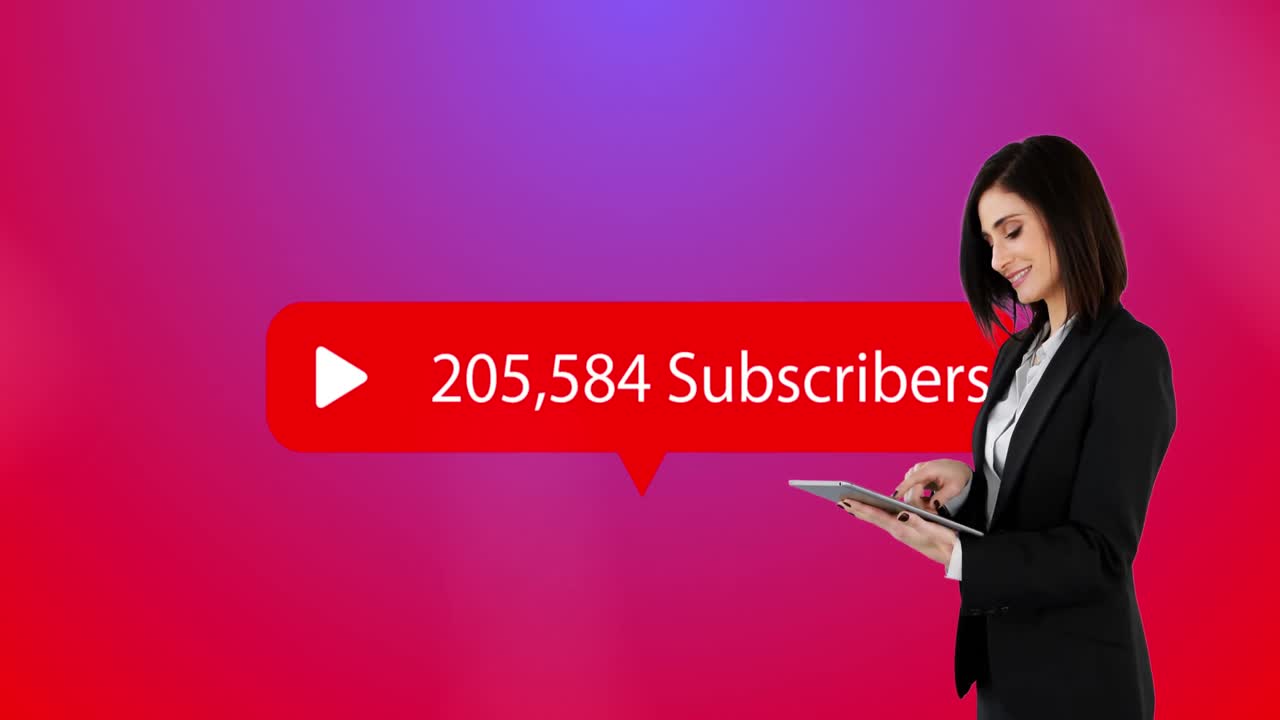 bolha de fala com assinantes texto com números crescentes contra a mulher usando tablet digital