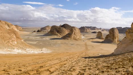 wide view of the valley of agabat, white desert, egypt