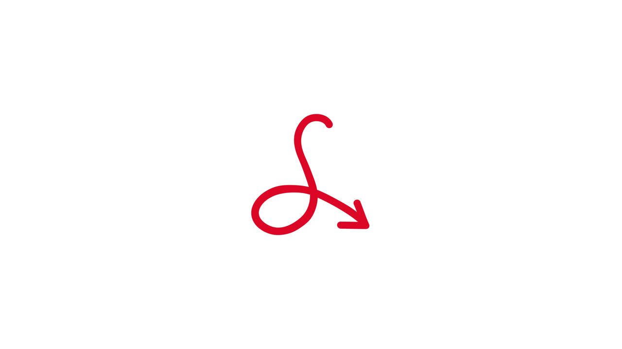 Animated Red Arrow Drawing and Disappearing on White Background