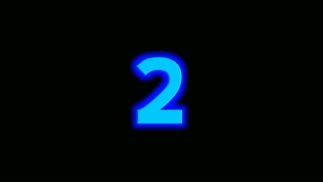 neon blue energy number two 2 animation on black background