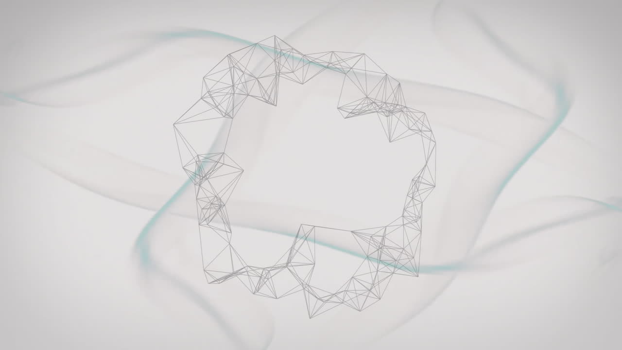 Animating geometric wireframe structure over abstract white background