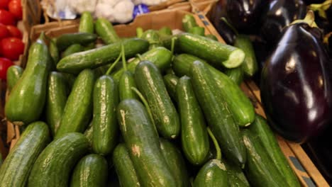 colorful vegetables arranged at a market stall