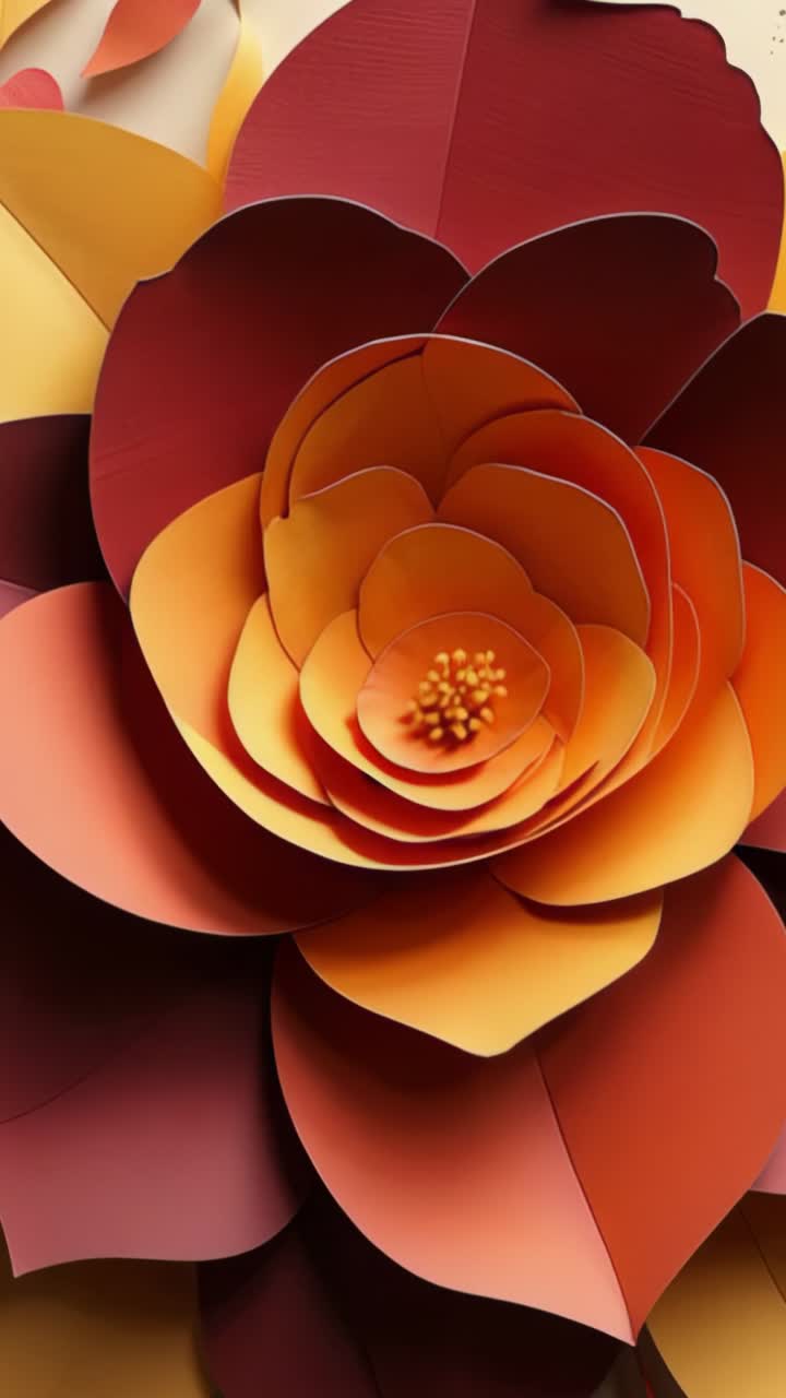 Vertical video: Layered flower graphic remaining static on cream backdrop, showcasing gradient hues