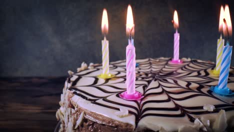 candles on the birthday cake close-up.