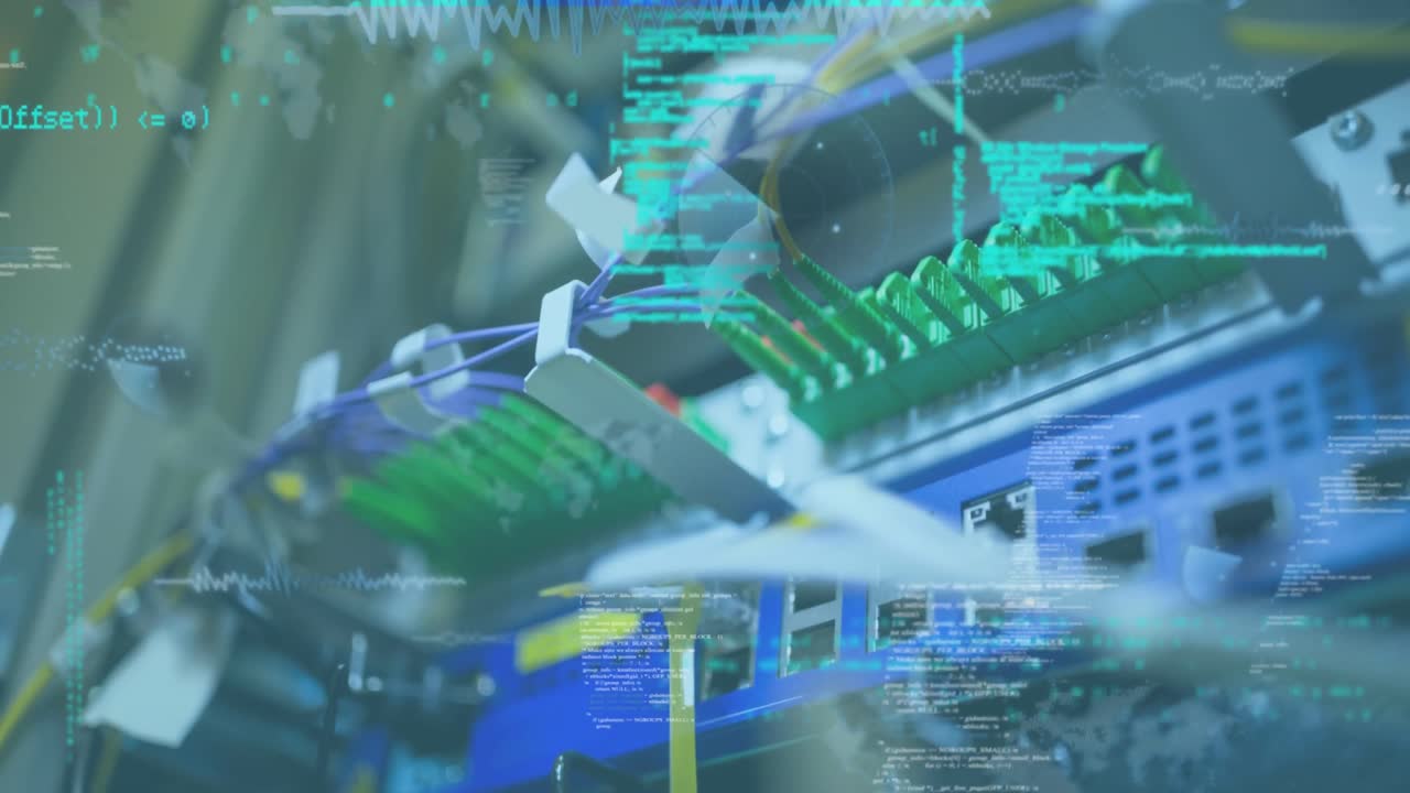 animación del procesamiento de datos contra el cierre del servidor de computadora