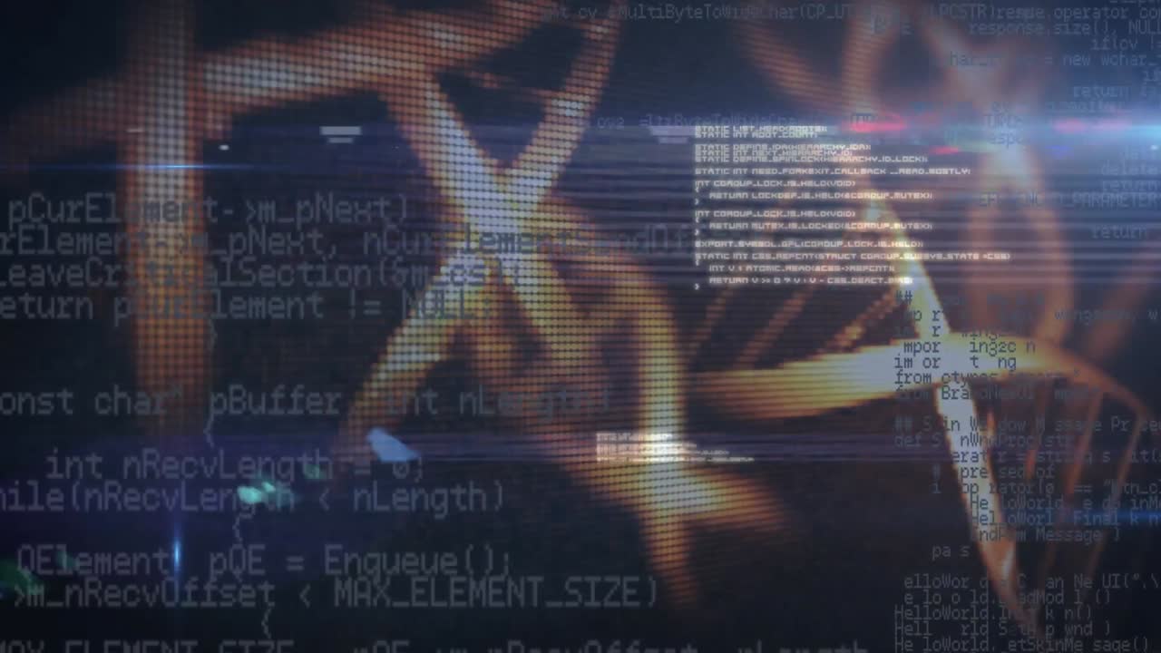 Animation of data processing over dna strand