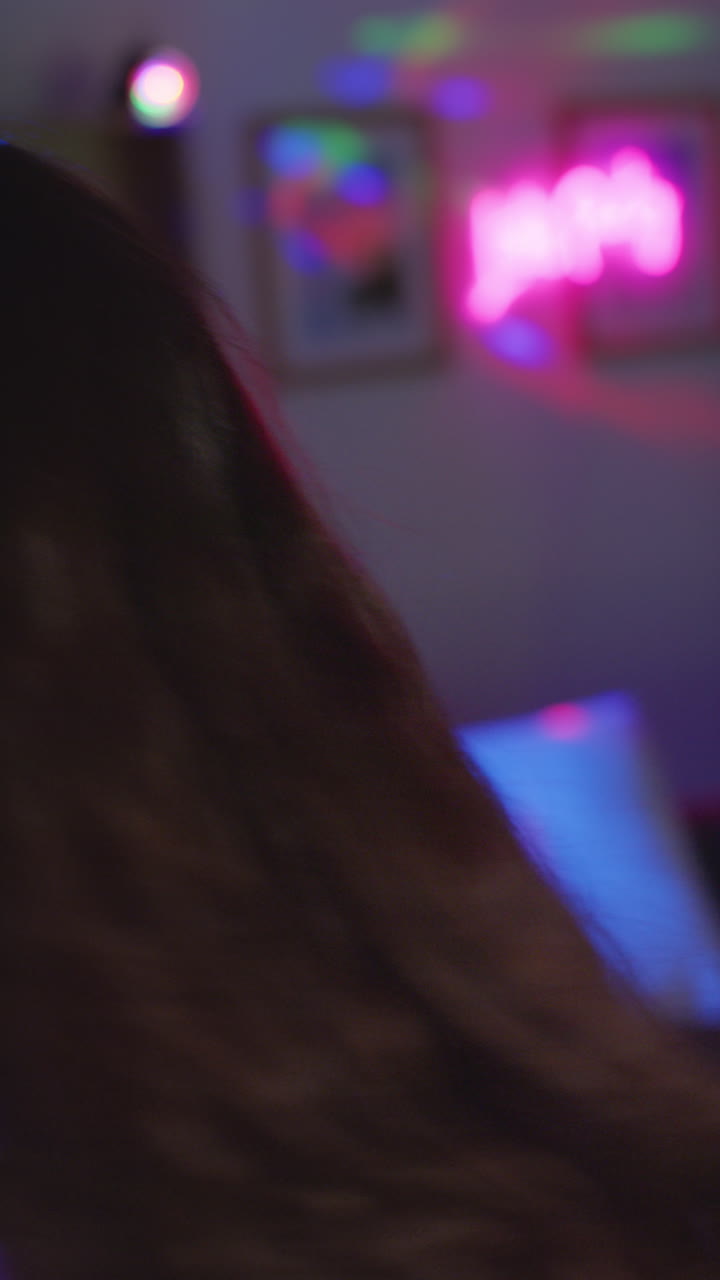 Vertical Video Of Long Haired Woman Having Fun Dancing And Drinking Alcohol At House Party