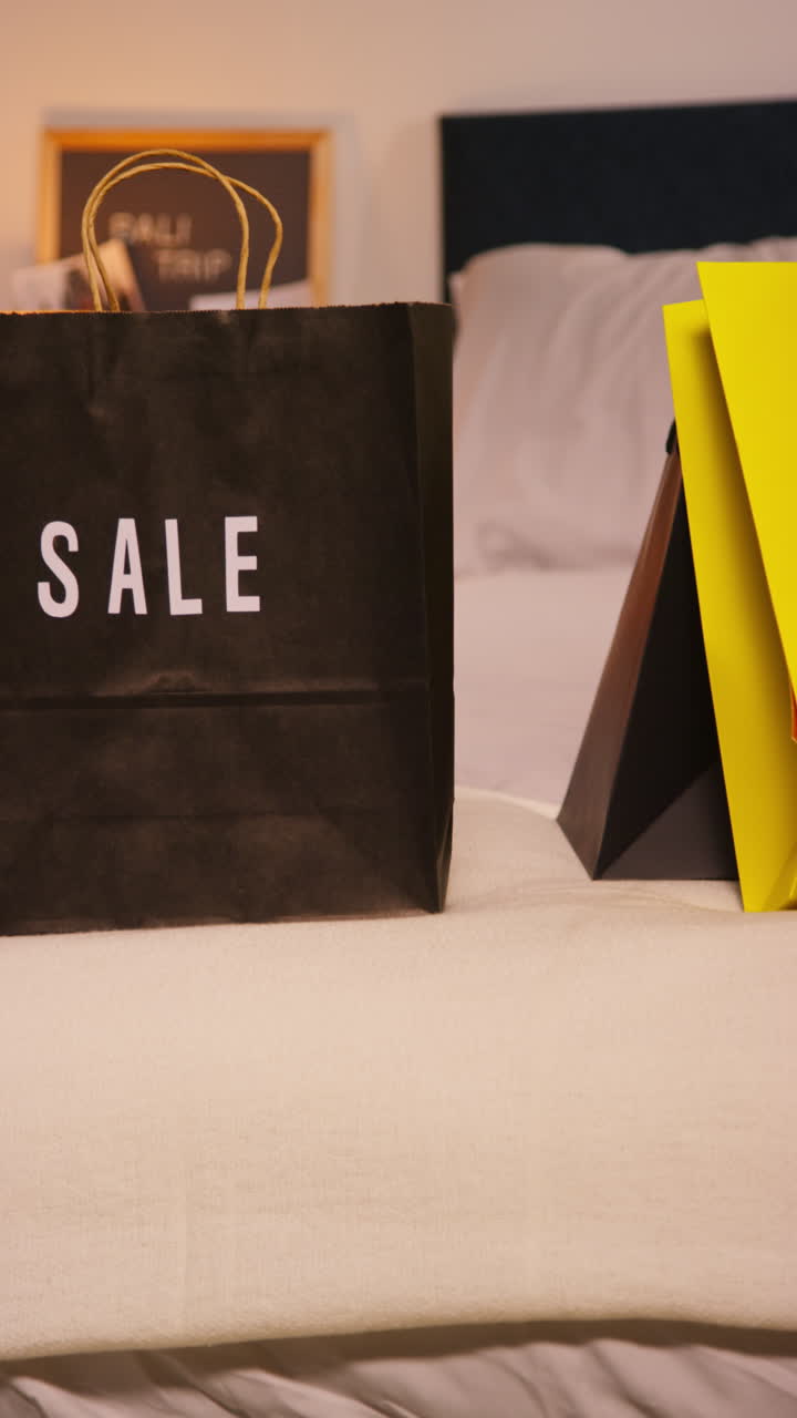 bolsas de compras en una cama