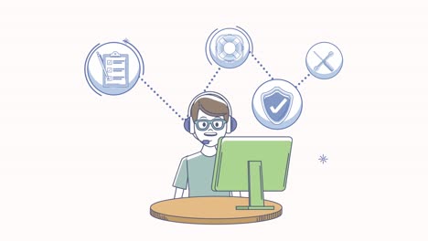 trabajador de servicio al cliente con escritorio