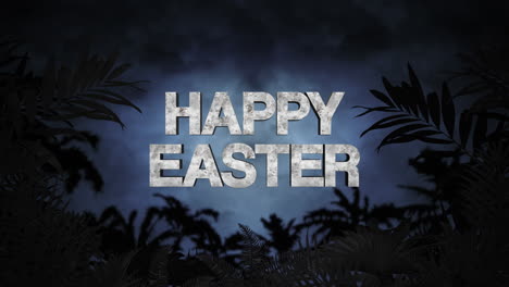 Happy-Easter-with-tropical-trees-in-jungle