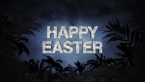 happy easter with tropical trees in jungle