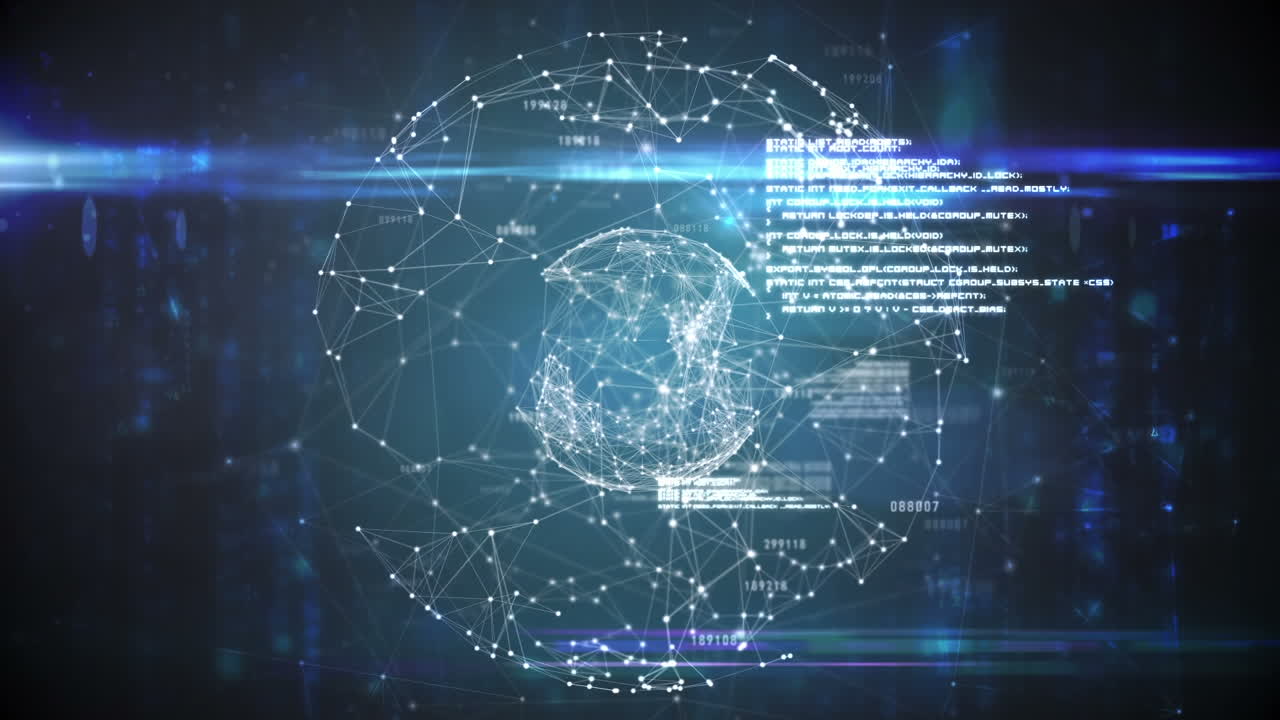 animación de la red de conexiones y procesamiento de datos en todo el mundo