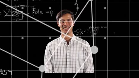 animation of mathematical equations over happy man