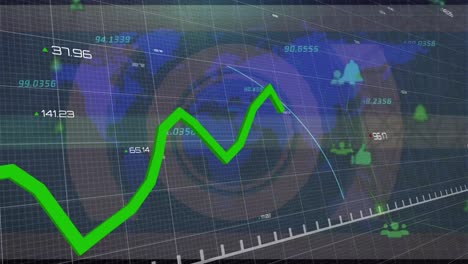 animación del procesamiento de datos sobre el mapa del mundo