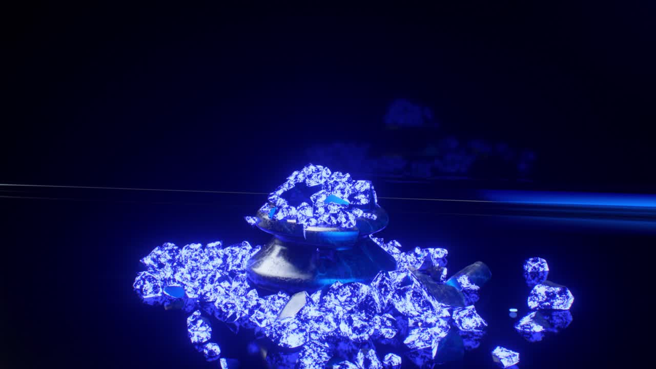 추상적인 3d 렌더링으로 파손된 파란 크리스탈