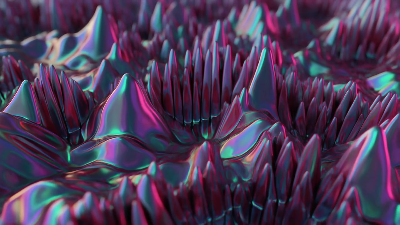 Abstract Iridescent Metallic Surface with Pulsing Waves