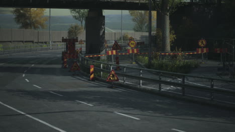 road construction project underway in urban area during autumn