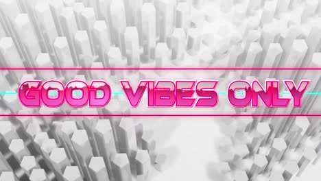 animation of good vibes only text over light trails on white background