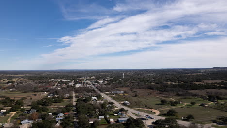 johnson city, texas aerial drone hyperlapse of the clouds and traffic