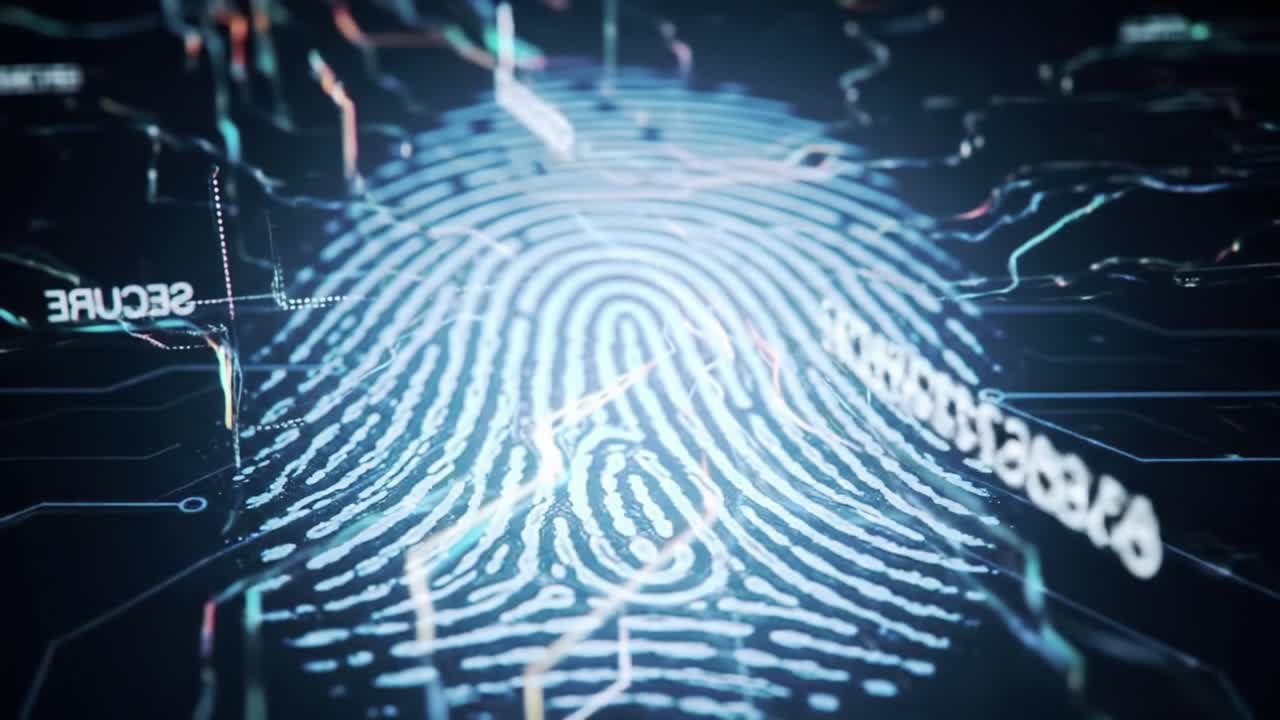 Exploring Digital Security: A Close-Up Look at a Modern Fingerprint Intertwined with Circuitry and Technology, Representing Identity Verification and Cyber Protection