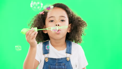 Children,-bubble-wand-and-a-girl-on-a-green-screen