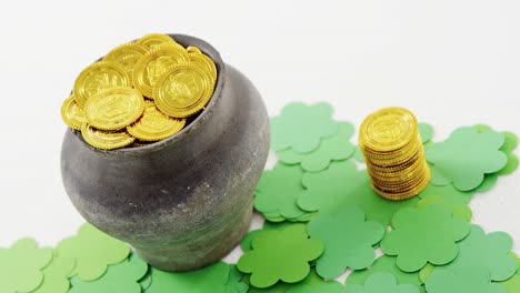 Kobolde,-Topf-Voll-Gold-Mit-Kleeblättern-Für-St.-Patricks