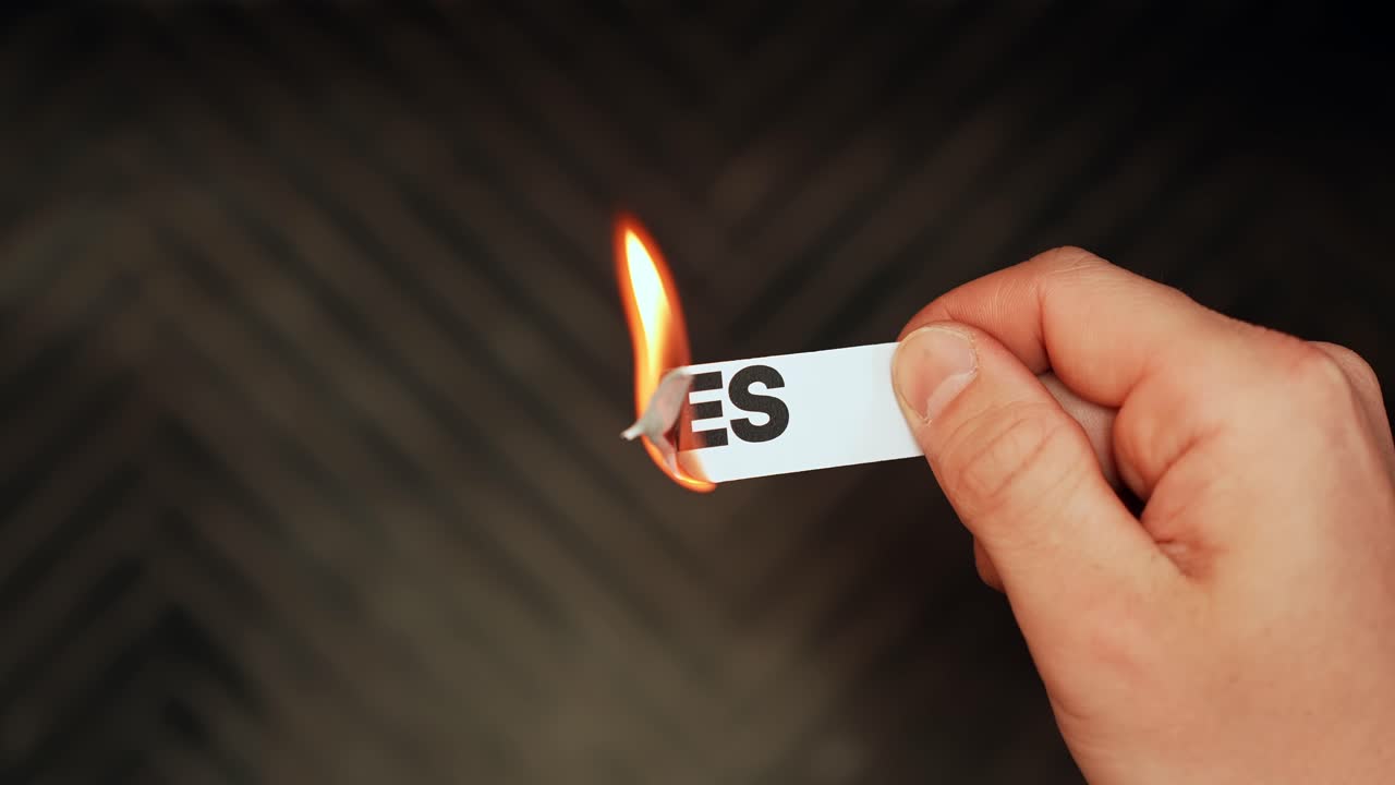 Close-up hand burns a paper strip reading “LIES,” symbolizing exposing deception and choosing truth. Dark background with copy space for messaging