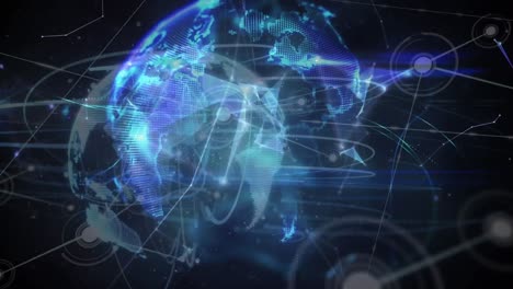 Animation-of-globe-with-network-of-connections-with-glowing-spots