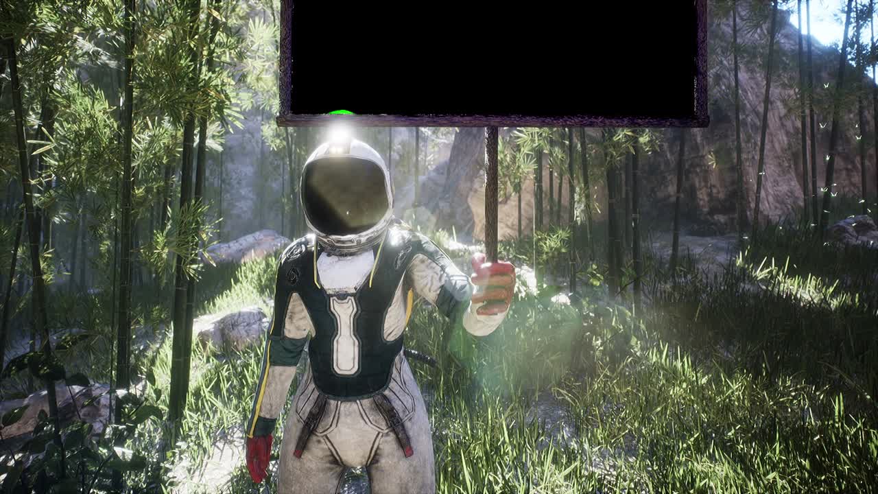 우주비행사 과학자가 알파 채널 배너와 함께 새로운 탐지되지 않은 행성에 서 있습니다. 새로운 행성을 발견하는 개념. 애니메이션은 우주, 우주 여행 또는 공상 과학에 완벽합니다.