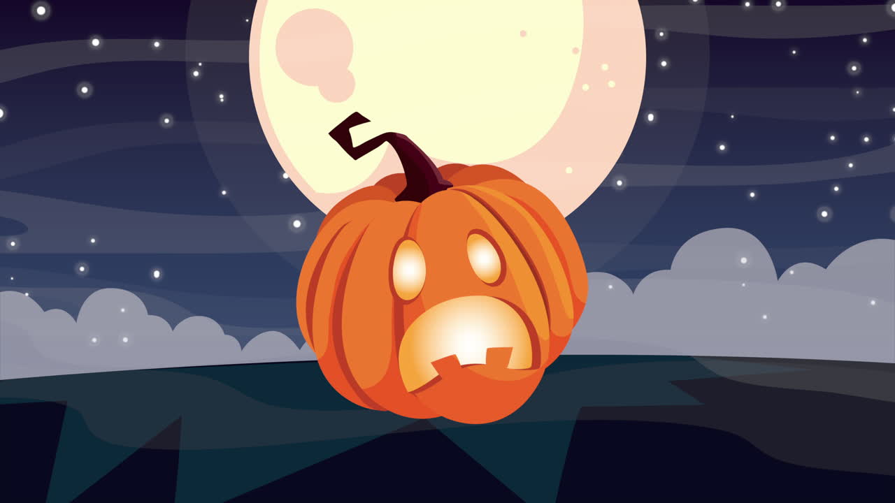 la calabaza de halloween en la noche