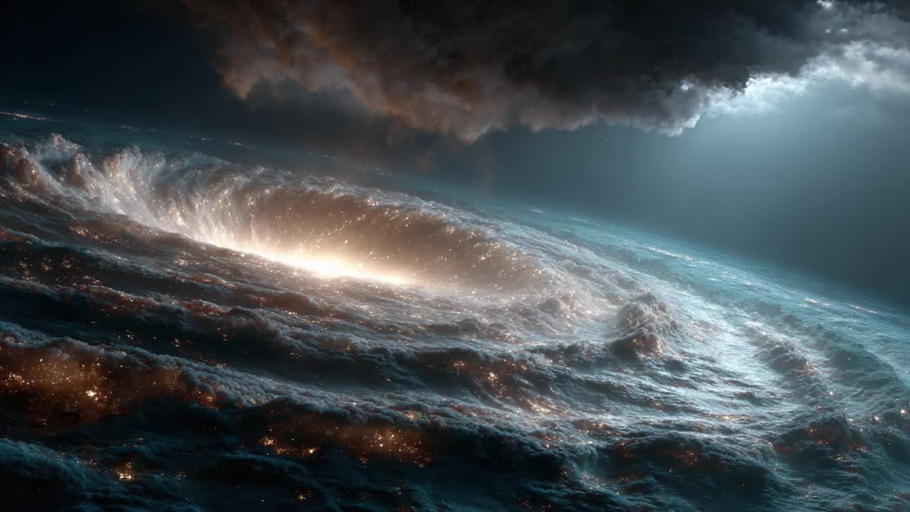 Et fantastisk kosmisk fænomen: Galaktisk galakseformation i spiral, belyst af æterisk lys midt i mørke skyer i rummets dyb