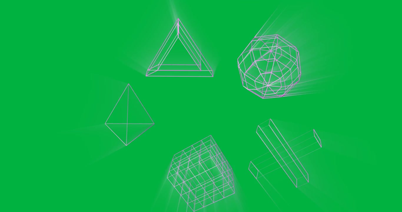 Animazione di forme geometriche su sfondo trasparente