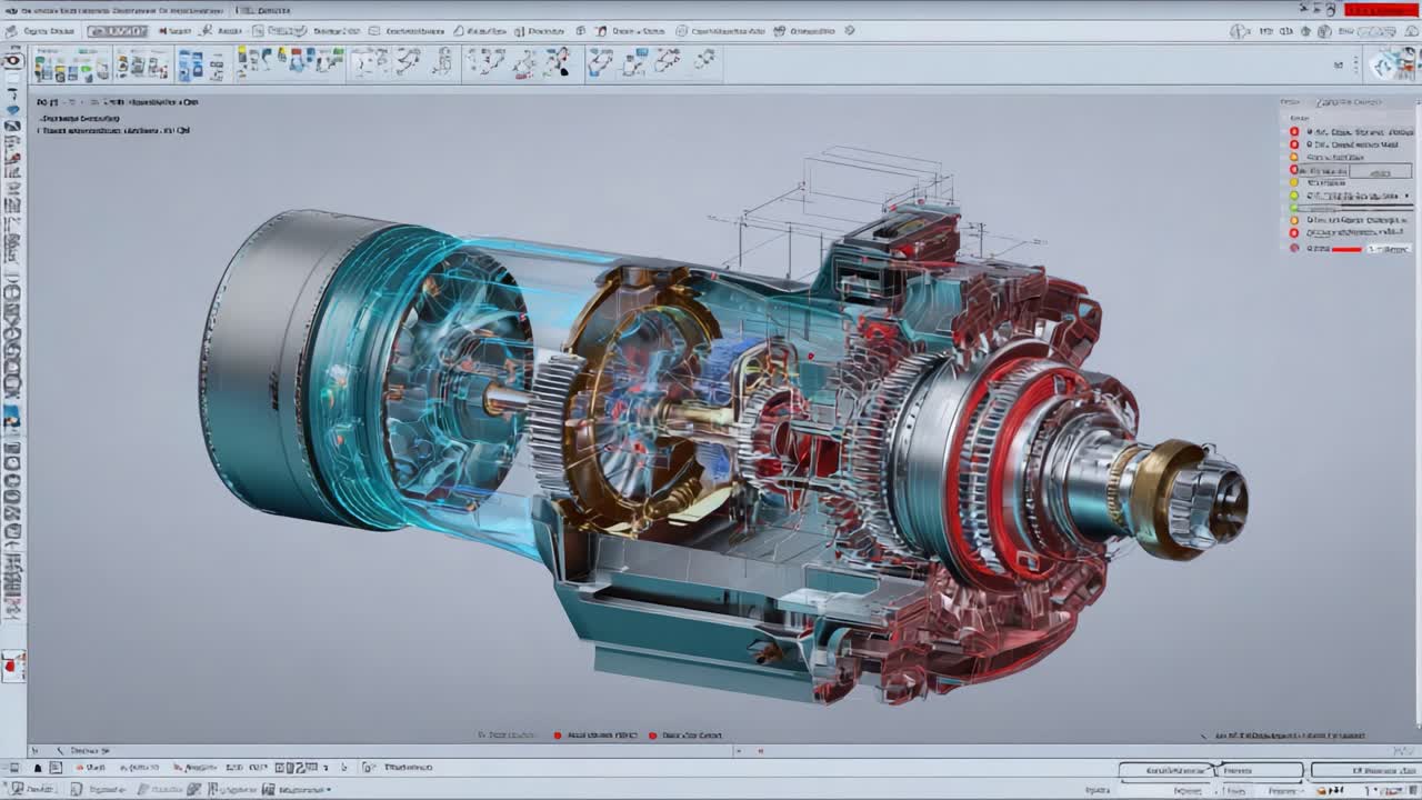 Detailed Cross-Sectional View of an Engine Assembly Featuring Advanced Mechanical Components and Innovative Design, Showcasing Precision Engineering and Technology