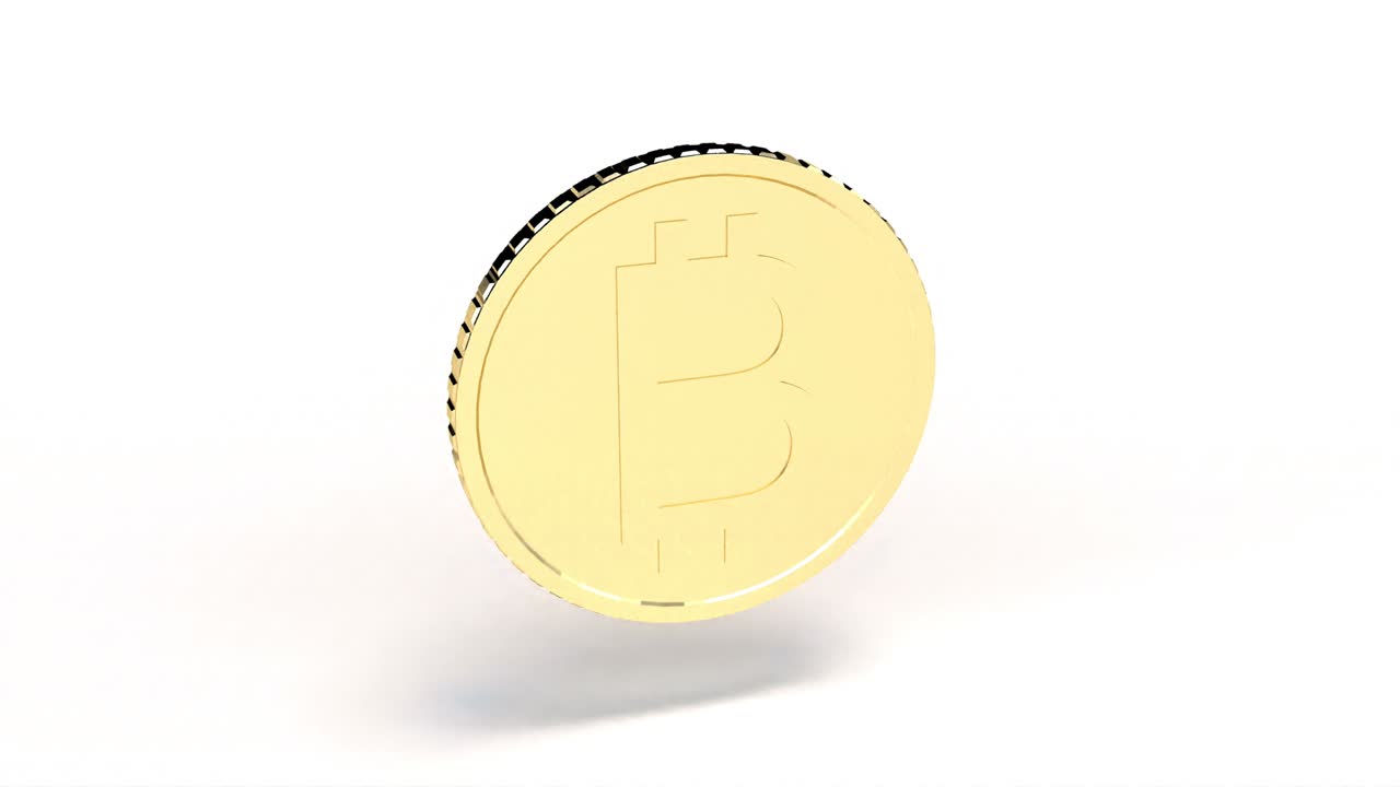 Gold bitcoin on white Crypto currency Electronic money able to loop seamless 4k