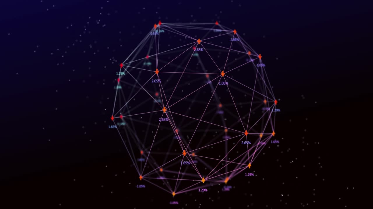 animación de la red de conexiones con iconos sobre fondo oscuro