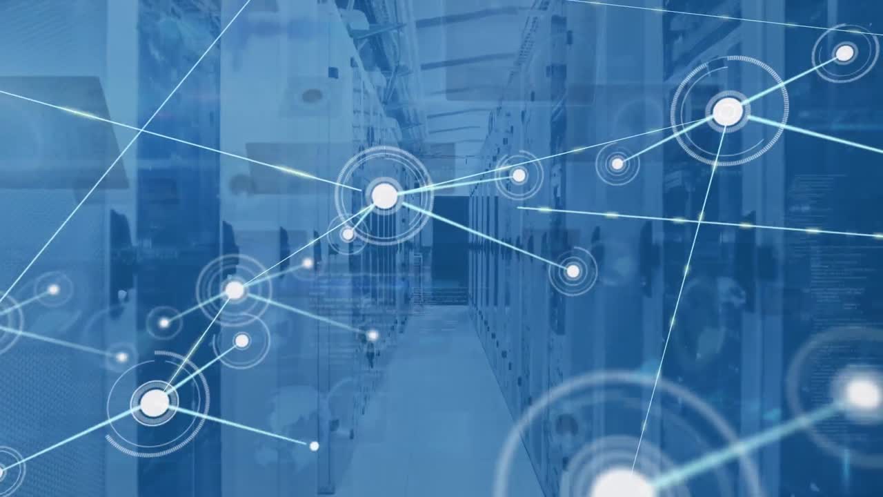animación de la red de conexiones con datos a través de servidores informáticos