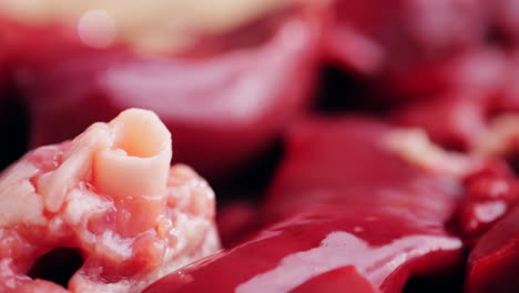 close-up of raw chicken liver