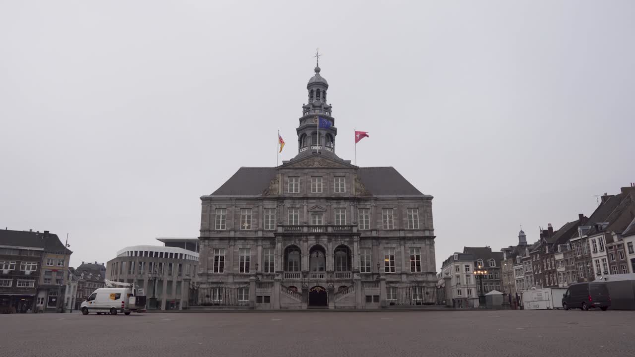 Maastricht, normally full of people, completely empty during Covid-19. The dutch government recommends everyone to stay at home.